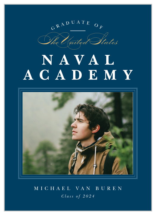 You've worked hard for this, and now it's almost time. Announce your big achievement with our Naval Academy Graduation Announcements. 