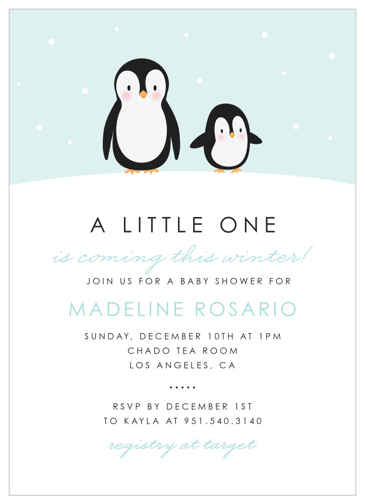 penguin baby shower invitations