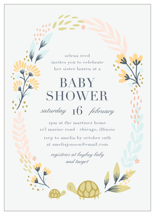 Surround yourself with your family and friends with our Teeny Turtles Baby Shower Invitations.