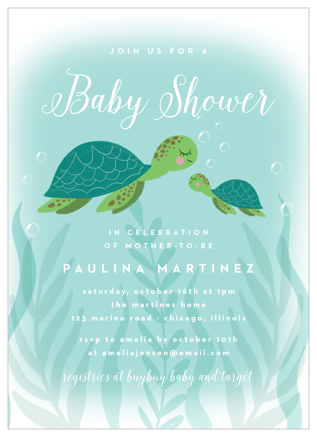 turtle baby shower invitations