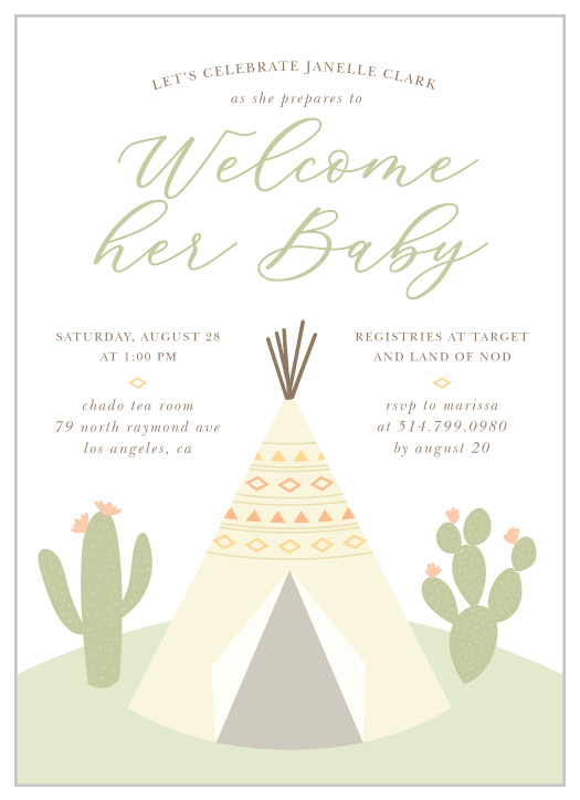 cactus baby boy shower invitations