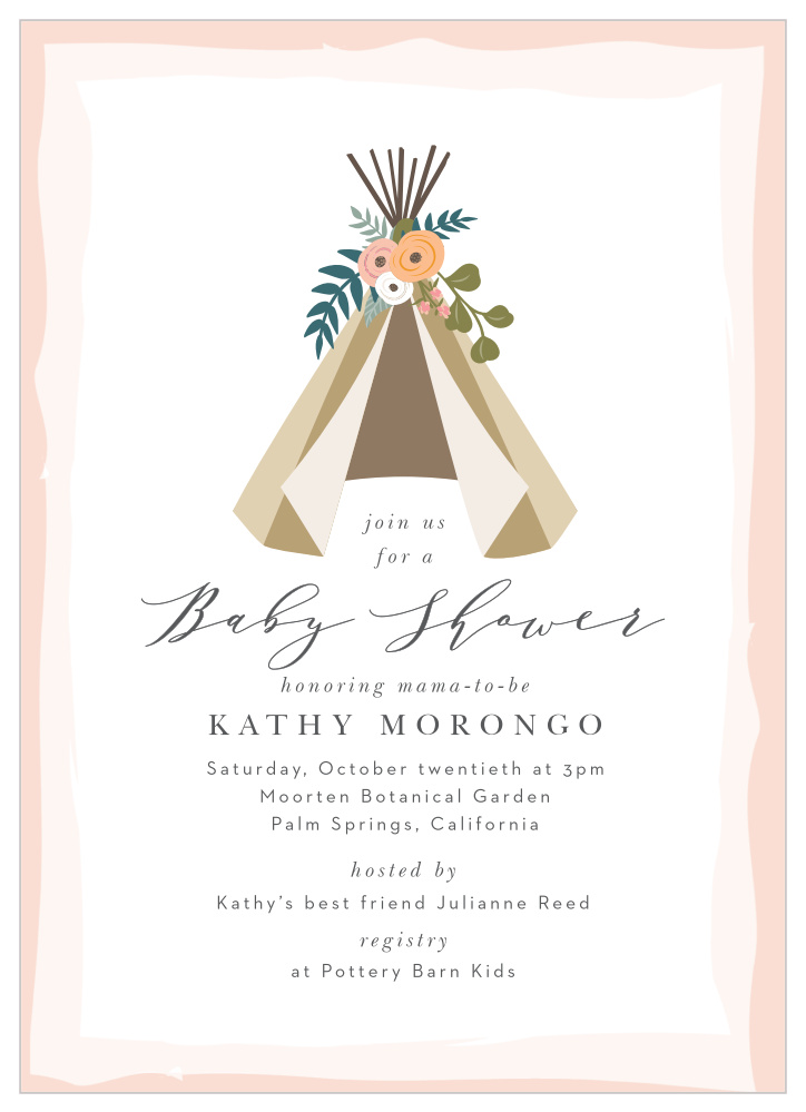 floral teepee baby shower invitations