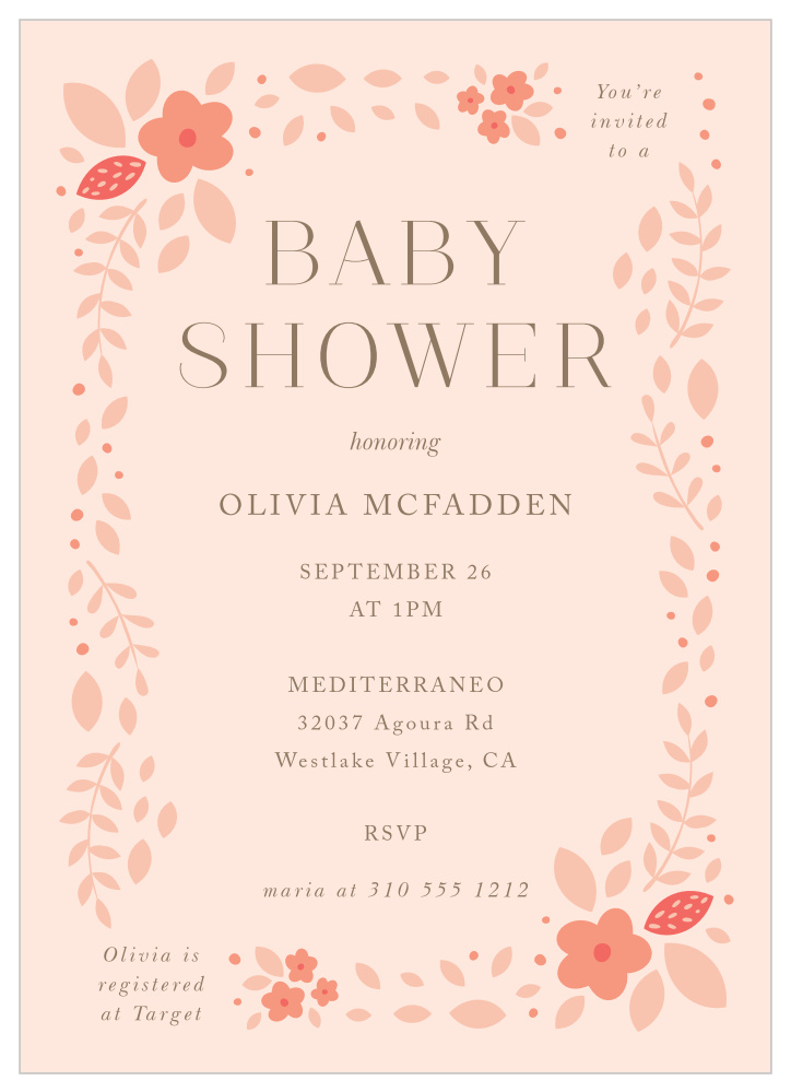 Botanical Wreath Baby Shower Invitations by Basic Invite