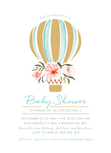 Hot Air Balloon Baby Shower Invitations Match Your Color Style Free