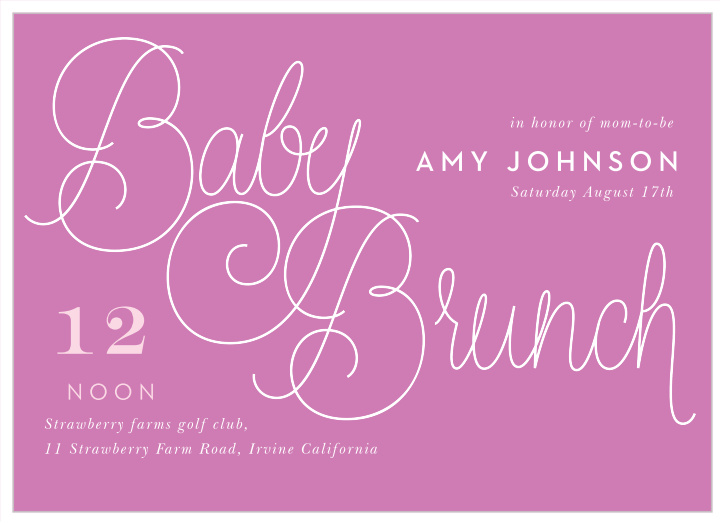 Let your friends and family know about the celebration of your newest family member with our Brunch Bites Baby Shower Invitations.