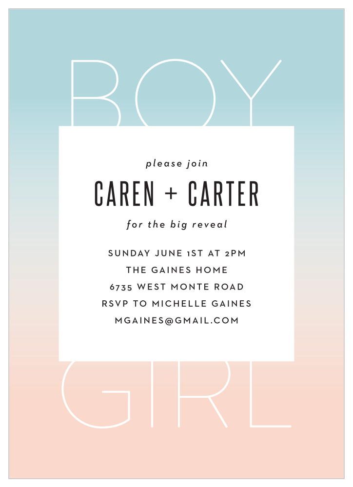 ombre sunset baby shower invitations