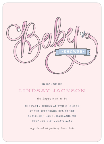 Prepare to shower the mommy-to-be with love with our Pacifier Ribbon Baby Shower Invitations! 