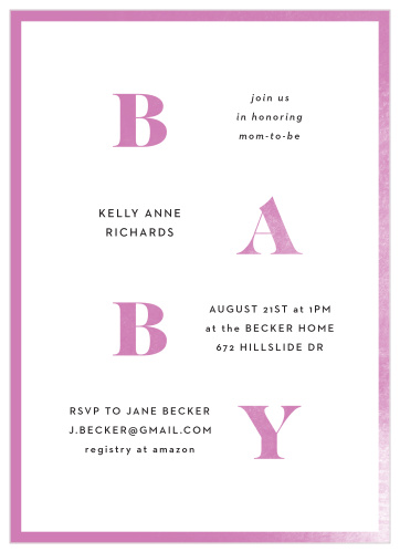 Enjoy time with friends and family as you welcome your bundle of joy into your lives with our ABC Baby Baby Shower Invitations.