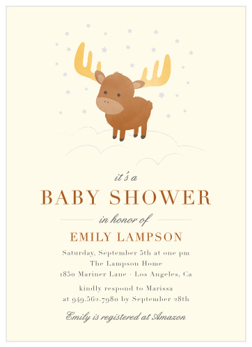 Celebrate the arrival of your bundle of joy with our Little Moose Baby Shower Invitations. 