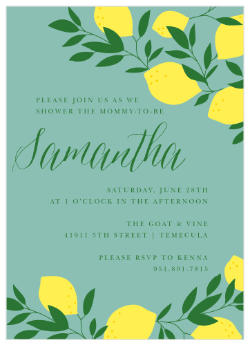 lemon themed baby shower invites