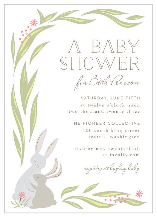 Bunny Baby Shower Invitations Match Your Color Style Free