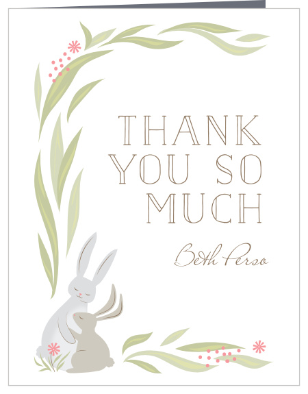Thank your friends and family for celebrating your new bunny with our Bunny Shower Baby Shower Thank You Cards.