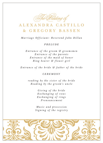 Elegant Damask Wedding Program