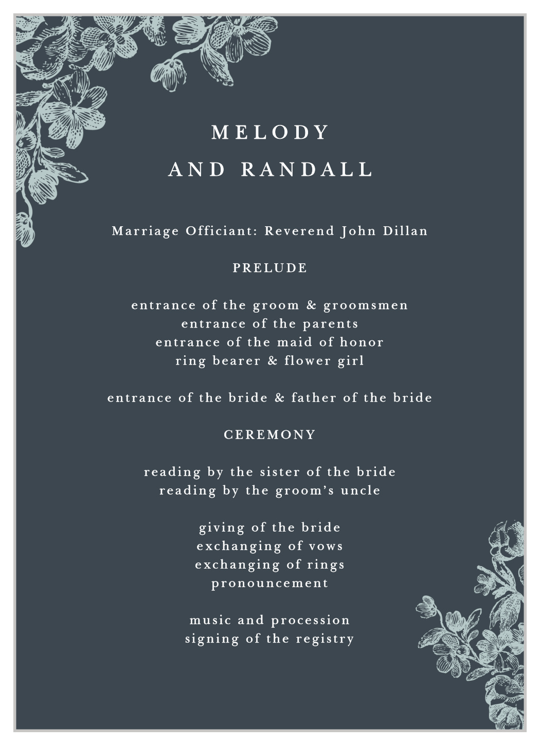 Victorian Square Wedding Program