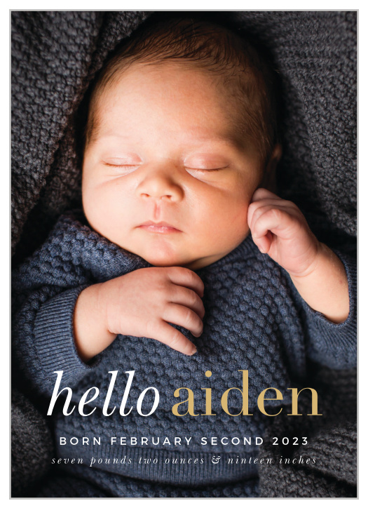 Greeting Baby Birth Announcements place the newest member of your family front and center stage. 