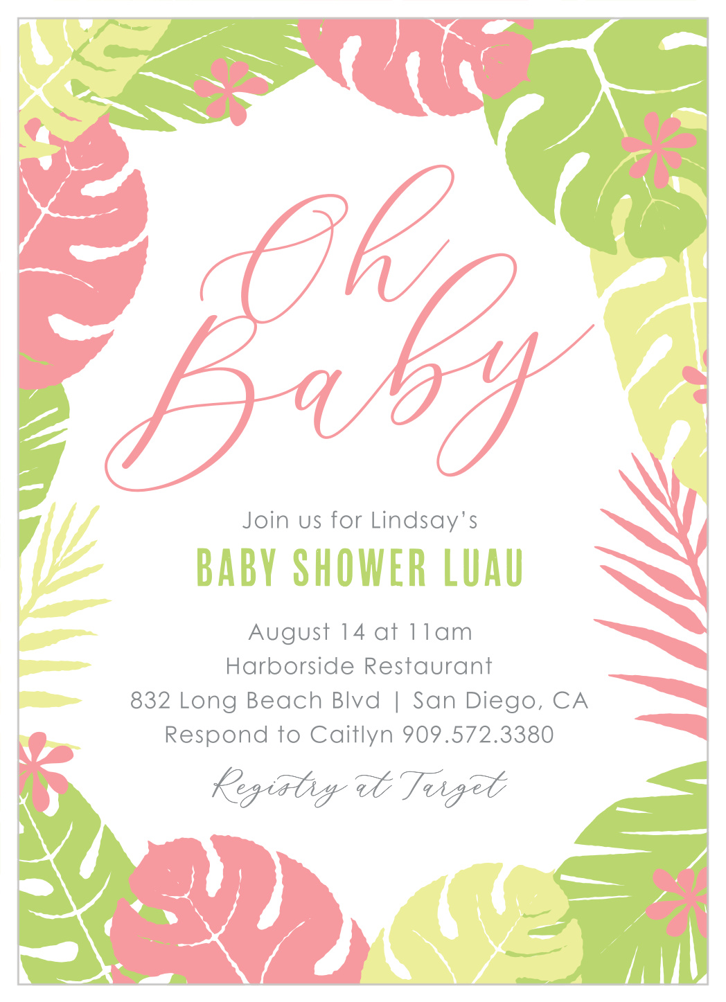 tropical baby shower invitations