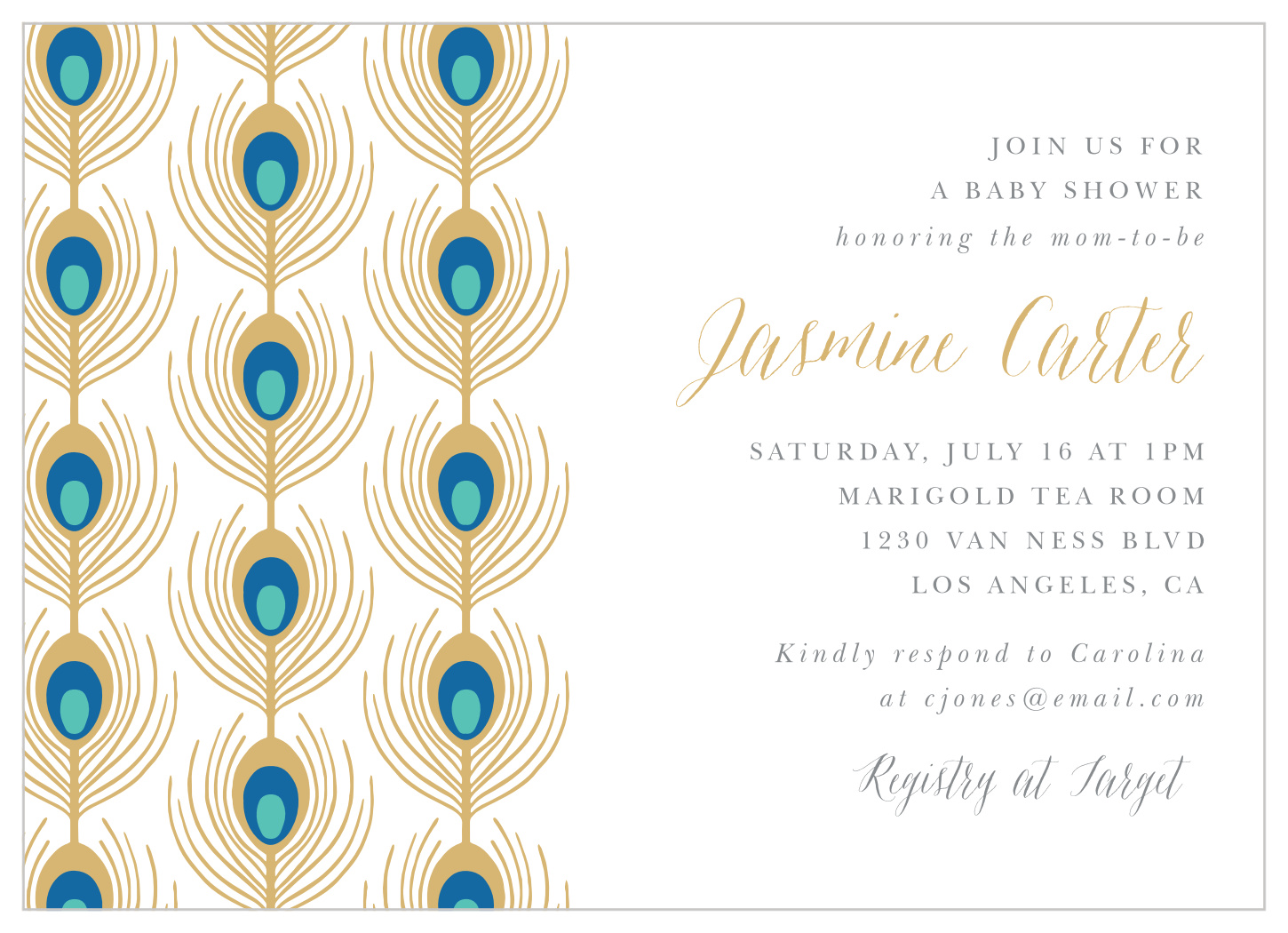 peacock baby shower invitations