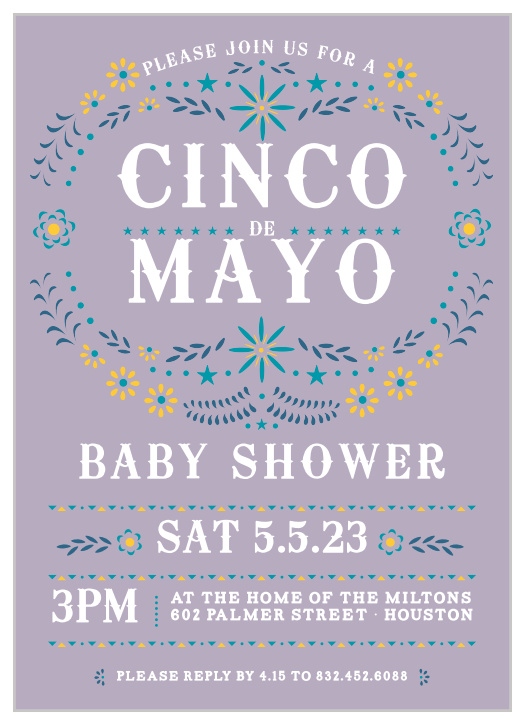 Invite your friends and family to a combined celebration with our Cinco Fiesta Baby Shower Invitations. 