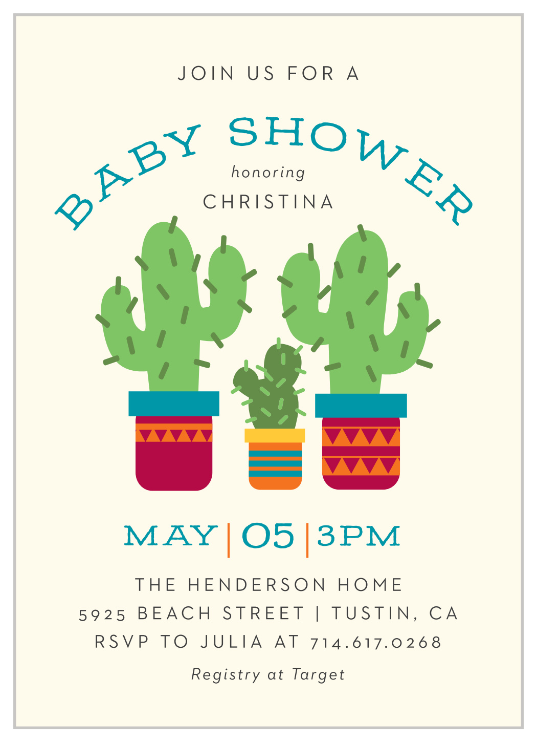 cactus baby shower invites