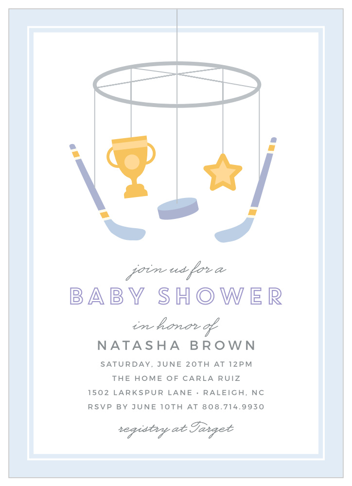 Hockey Mobile Baby Shower Invitations by Basic Invite