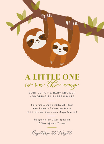 Sloth Baby Shower Invitations Match Your Color Style Free