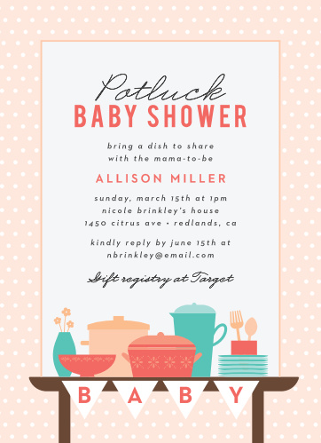 Pot Luck Baby Shower Invitations Match Your Color Style Free