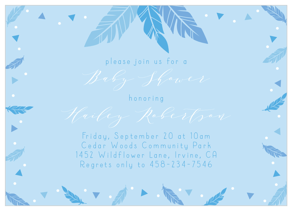 feather baby shower invitations