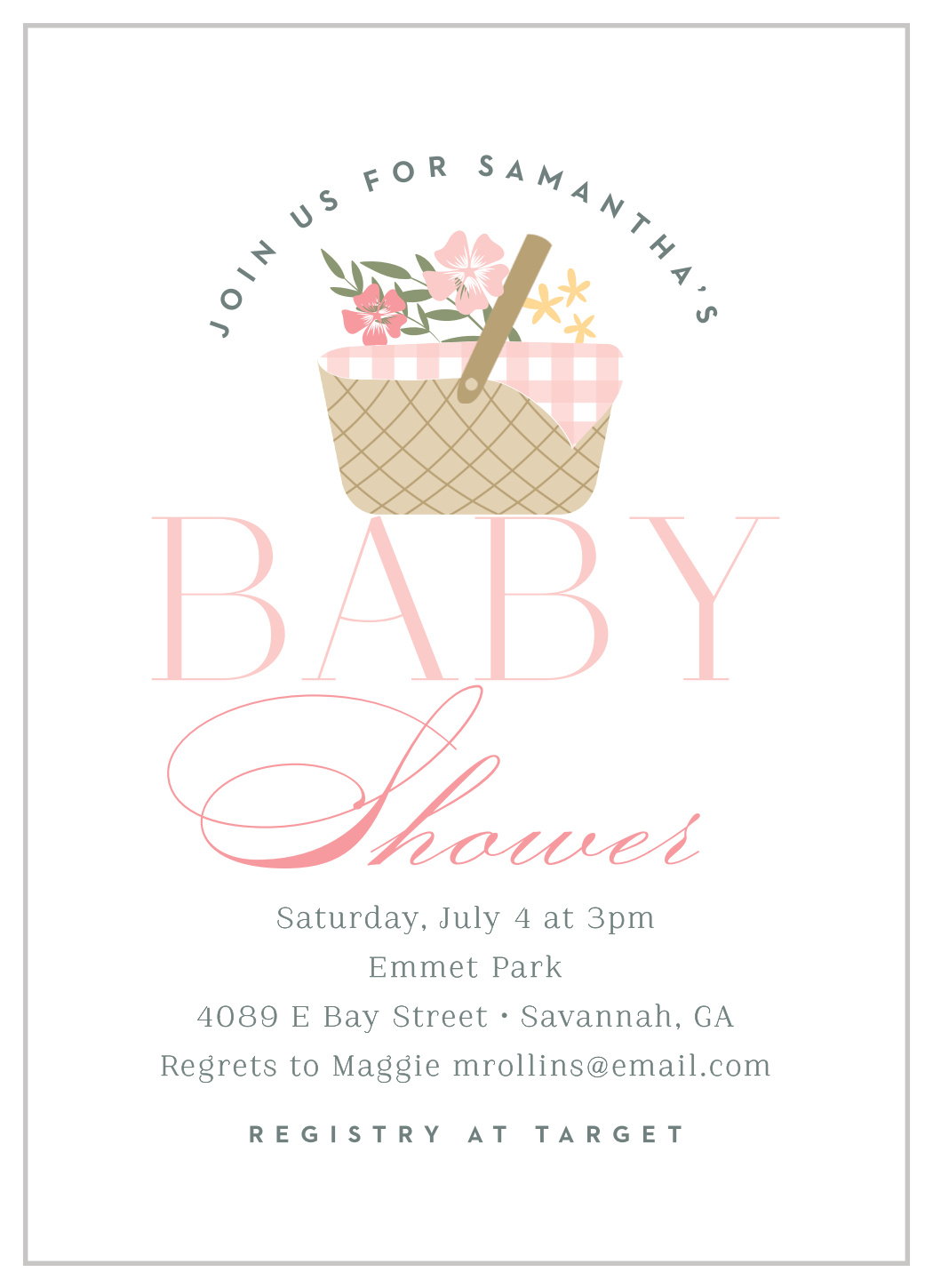 Pretty Picnic Baby Shower Invitations by Basic Invite