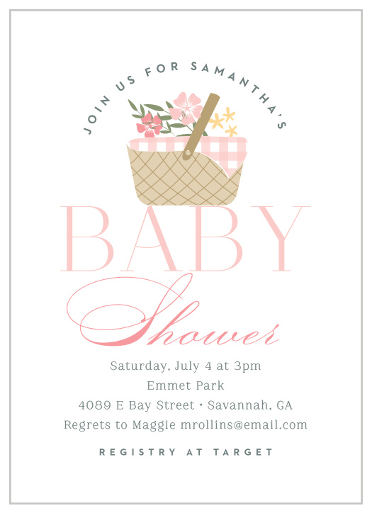 Surround yourself with the people you care about most using the charming design of our Pretty Picnic Baby Shower Invitations.