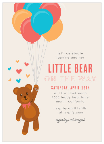 Let your friends and family know you're 'beary' excited with our Little Bear Baby Shower Invitations! 