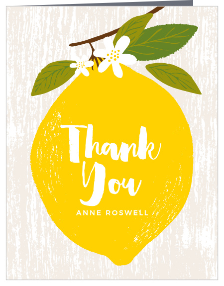 Thank your friends and family for showering you with love with our Lemon Shower Baby Shower Thank You Cards.