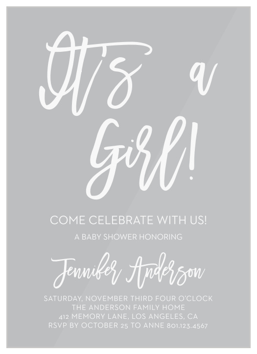 Announce you're having a Girl with the Royal Script Girl Baby Shower Invitations.