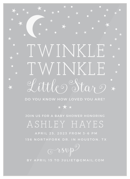 twinkle twinkle little star baby invitations