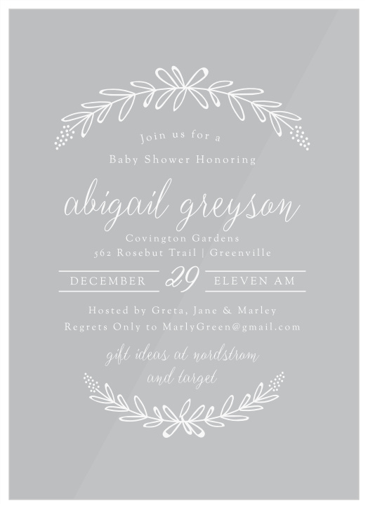 The Garden Wreath Clear Baby Shower Invitations are perfect for those springtime showers.