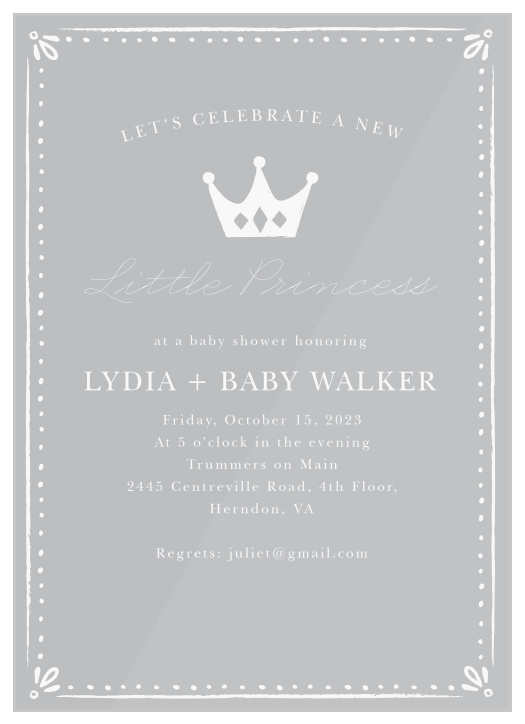 princess theme baby shower invitations