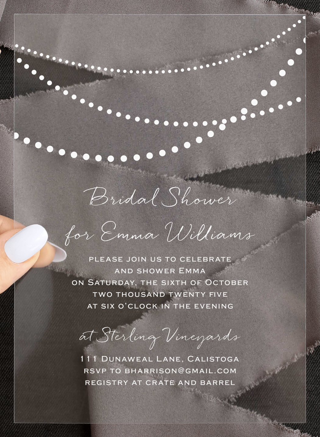 Golden Pearls Clear Bridal Shower Invitations by Basic Invite