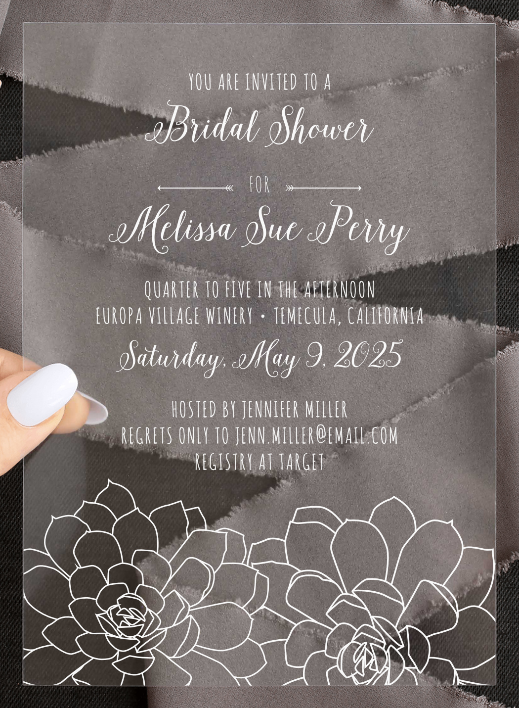 Sweet Succulents Clear Bridal Shower Invitations by Basic Invite