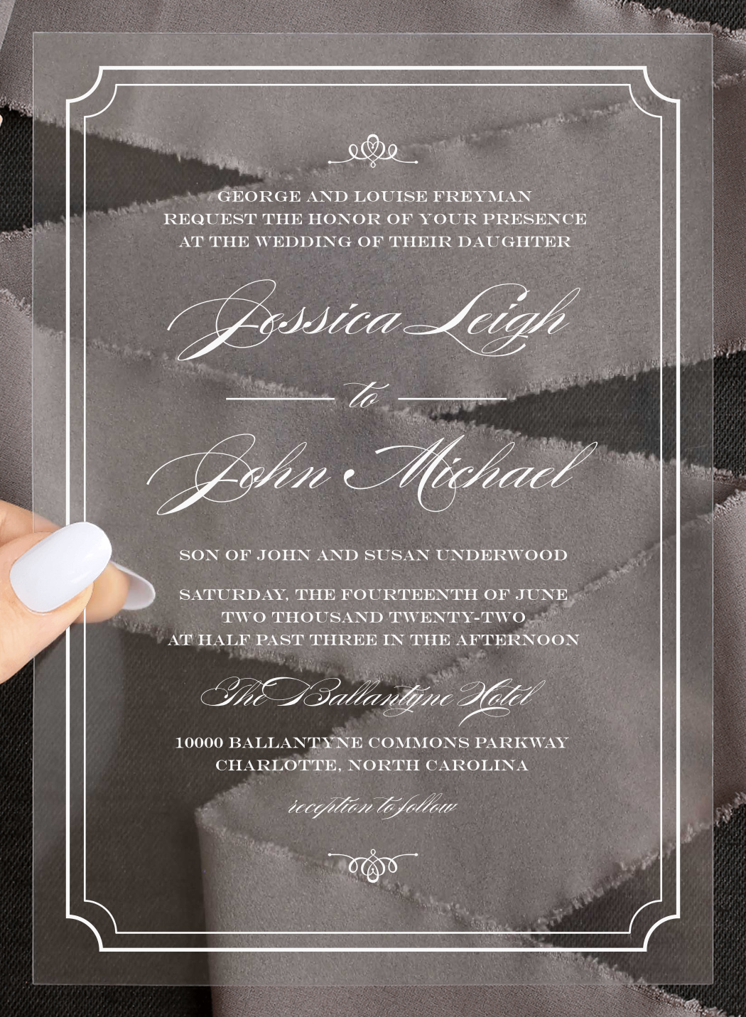 Ornate Calligraphy Clear Wedding Invitations by Basic Invite
