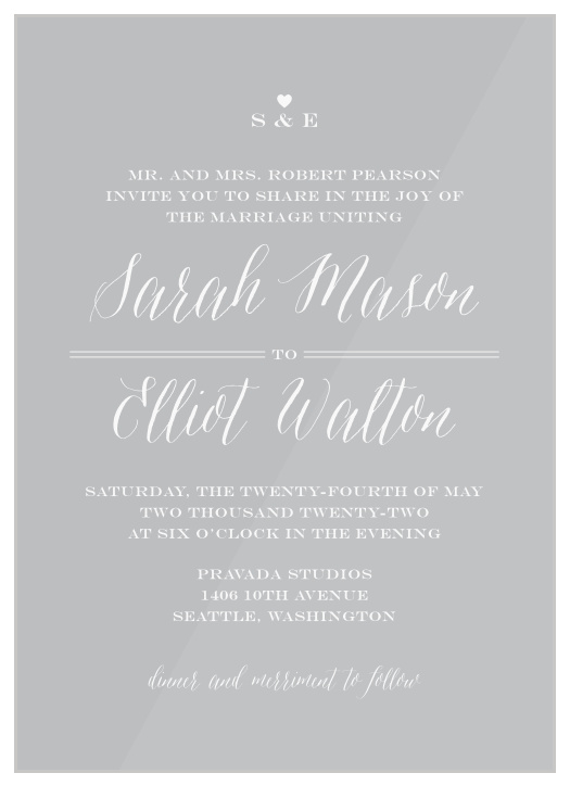 Clear Wedding Invitations, Transparent Wedding Invitations - Basic Invite