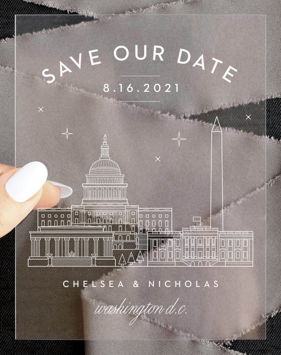 Washington D C Skyline Clear Save The Date Cards By Basic Invite