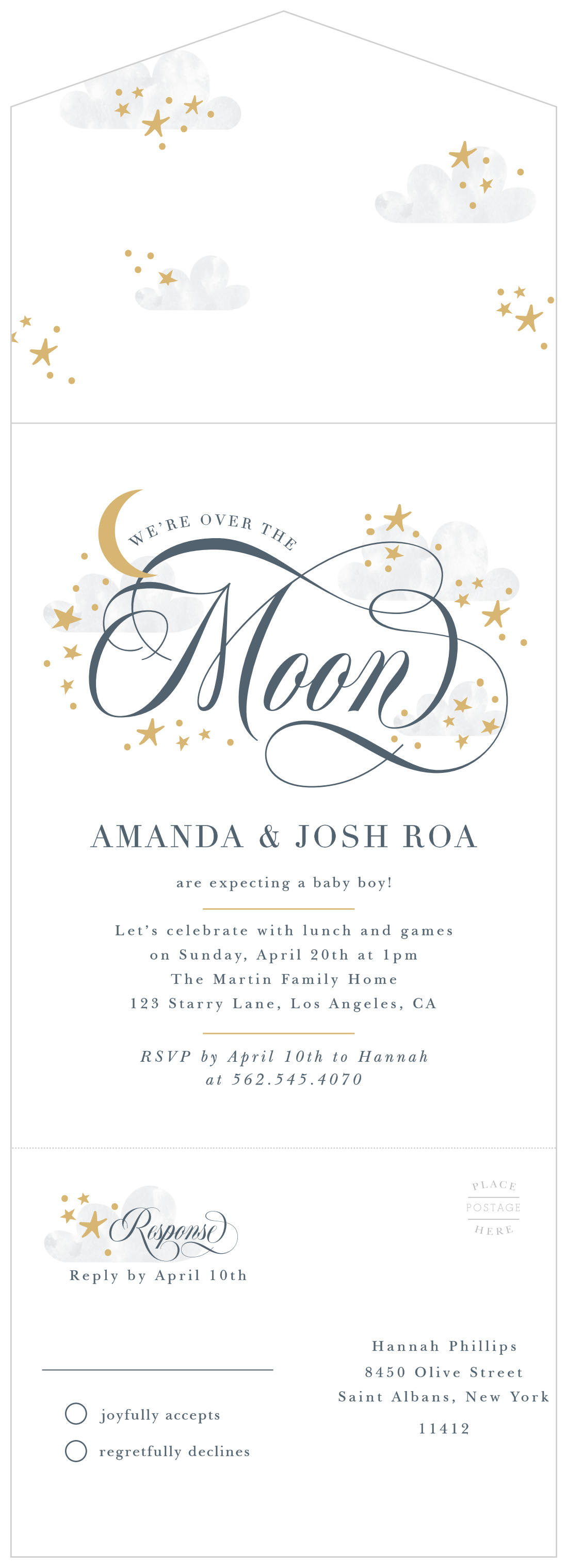 over the moon baby shower invitations