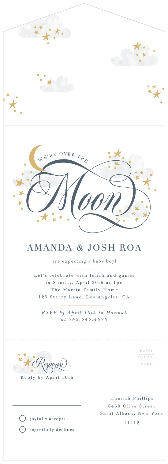 Printable Template Digital Download Invites for Boy Over the Moon Baby Shower Invitation Templett