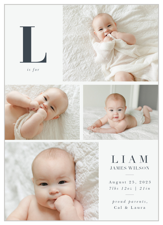 Share your joy with all your friends and loved ones with the Big Initial Birth Announcement.