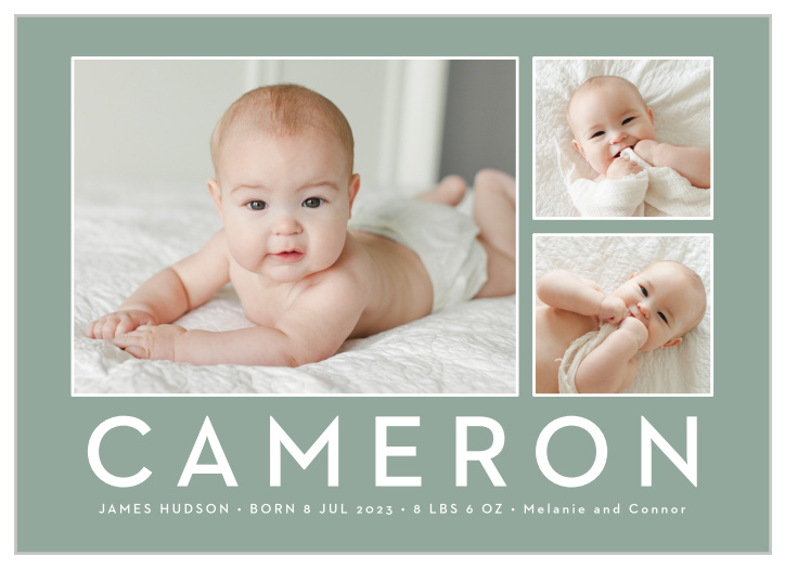 Broadcast your new bundle of joy to your closest family and friends with the charming look of our Photo Blocks Birth Announcements.