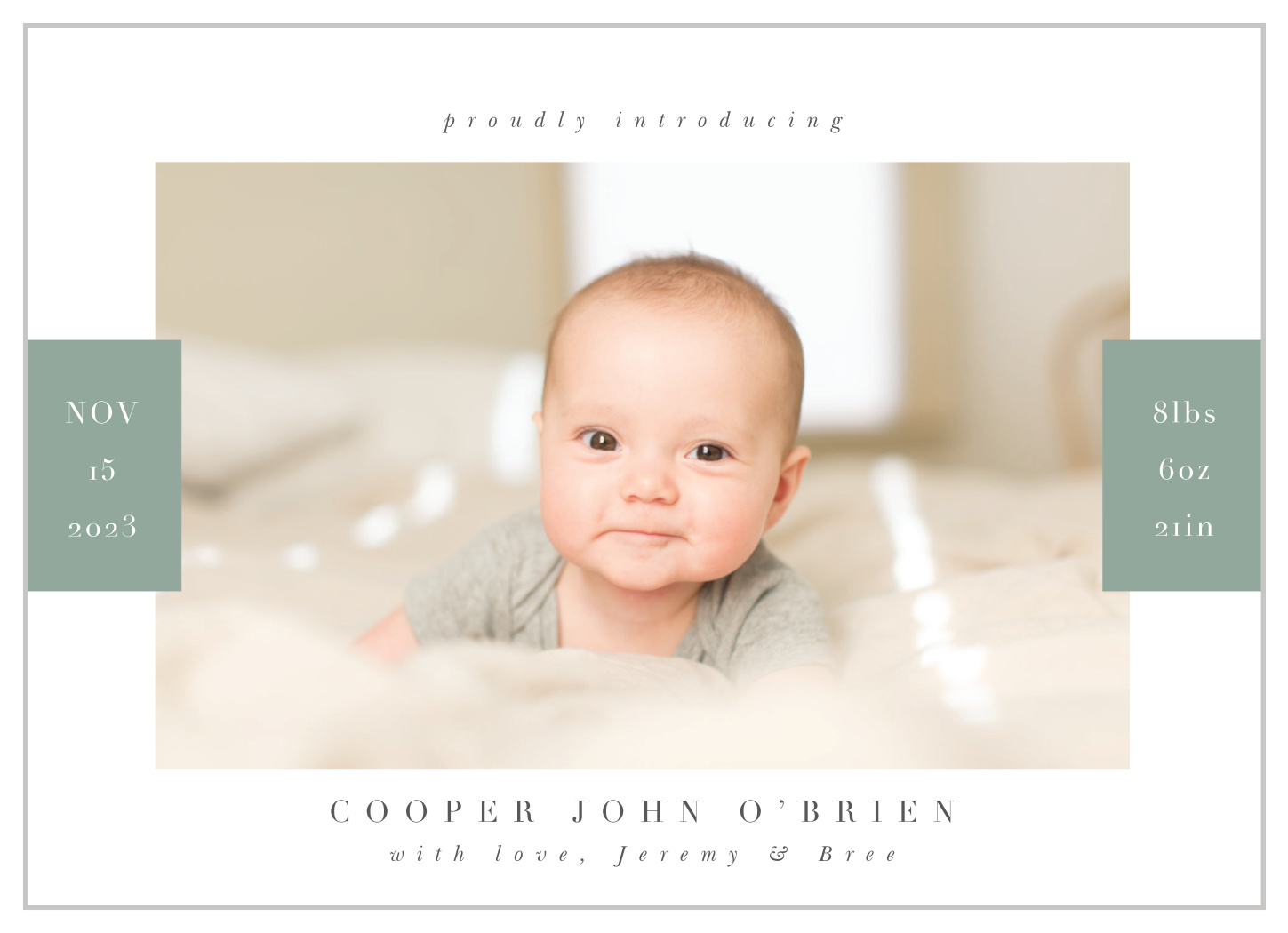 Simple Stats Birth Announcements by Basic Invite