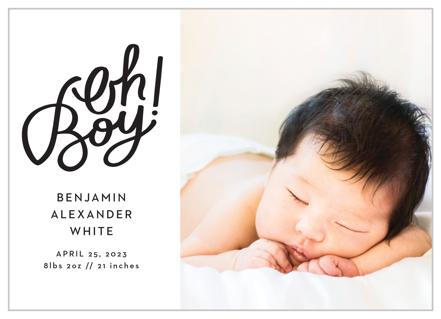 Handwritten Oh Boy Birth Announcements by Basic Invite