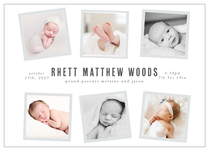 Share your joy with all your friends and loved ones with the Sweet Snapshots Birth Announcement.