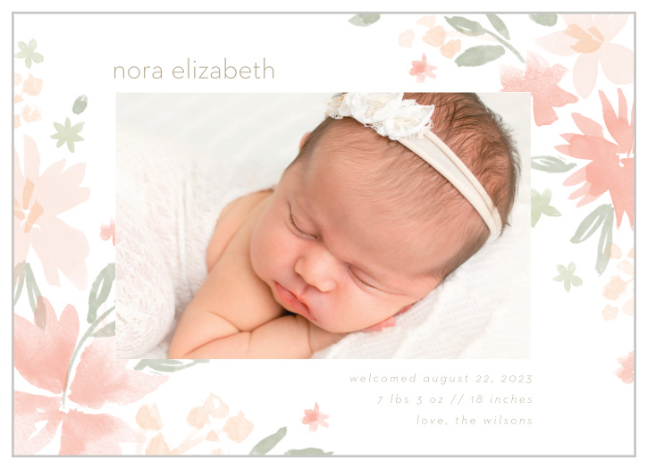 Share your joy with all your friends and loved ones with the Warm Wildflowers Birth Announcement.