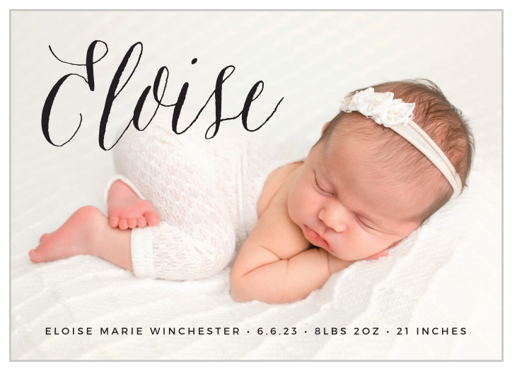 Announce your new bundle of joy to your closest family and friends with the dainty look of our Cute Name Birth Announcements. 