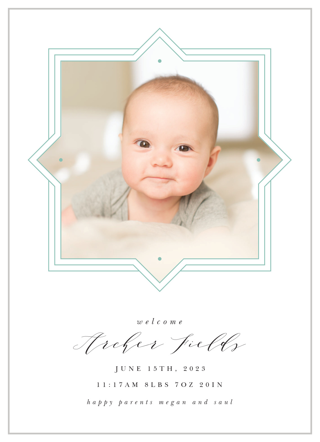 Geo Frame Birth Announcements by Basic Invite
